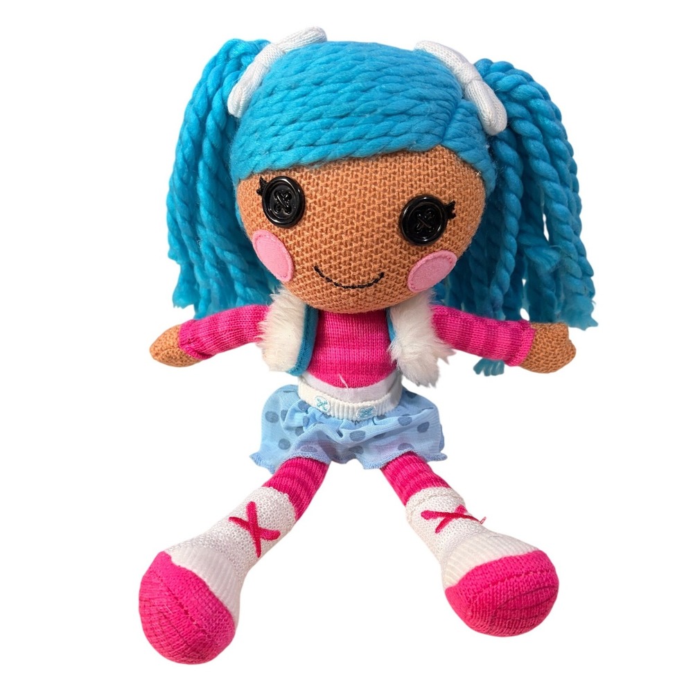 Lalaloopsy Mittens Fluff N Stuff Soft Rag Doll Blue Yarn Hair Pink Striped Plush